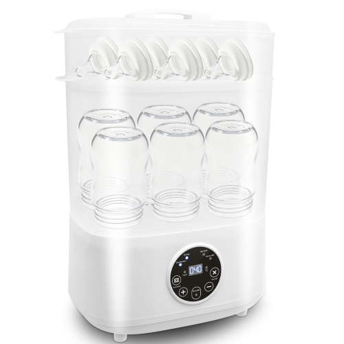 Tucraew Baby Bottle Sterilizer Dryer, 5-in-1 Electric Steam Washer with Touch LCD, 2-Layer