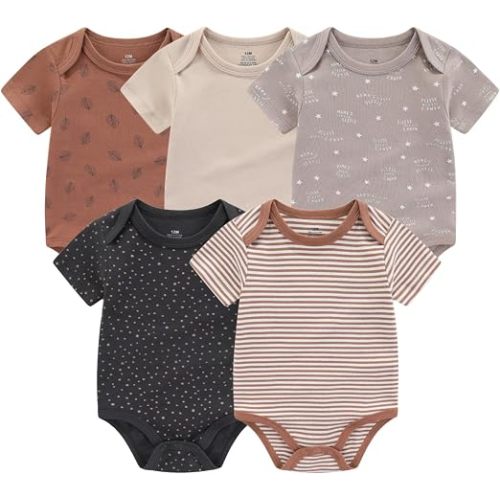 MAMIMAKA Baby Bodysuit Short Sleeve one-Piece Newborn Baby Clothes for Baby Boy and Girls