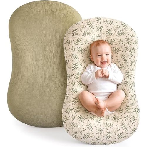 Termichy Baby Lounger Cover Muslin: Soft Cotton Slipcover for Snuggle Me Lounger - Removable & Machine Washable for Daily Use - Zipper-Free & Skin-Friendly for Newborn Girls and Boys