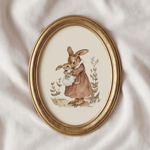 Vintage Bunny Nursery Print | Baby Girl Nursery Wall Art | Beatrix Style Bunny Decor