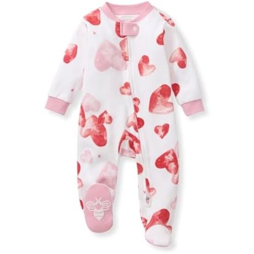 Burt's Bees Baby Girls' Organic Cotton Sleep and Play Footed Pajamas