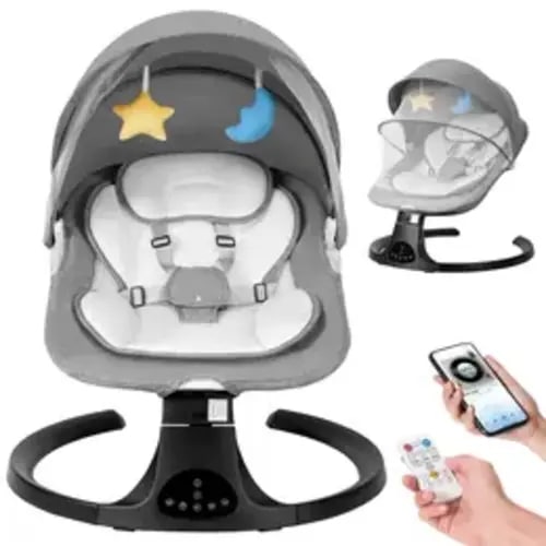 Baby Electric Bouncer Baby Swing with 5 Speeds & 10 Lullabies,Remote Control,Adjustable Backrest,Bluetooth Connection,Firm Headrest,Mosquito Net,Indoor Use - TikTok Shop