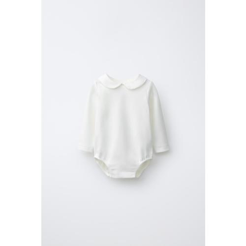 PETER PAN COLLAR BODYSUIT - Oyster-white | ZARA United States