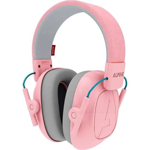 Alpine Muffy Kids - Hearing Protection - CE & ANSI Certified - Adjustable for Ages 3-16 years - Noise Cancelling Headphones - 25dB Sound Reduction Ideal for Protection and Concentration Aid - Pink