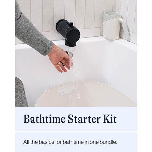 Lalo Bathtime Starter Kit - 3-Piece Set Includes Modern Baby Bathtub, Rinse Cup & Spout Cover - Safe, Easy to Clean Design for Newborns - 25.3 x 18 x 7.7 in, 10 lb - Sage