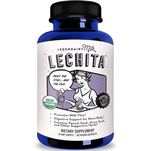 Legendairy Milk Lechita, Supports Milk Flow, Organic Fenugreek Free Breastfeeding Supplement, Organic Fennel & Anise, Made in USA, 180 Vegan Capsules