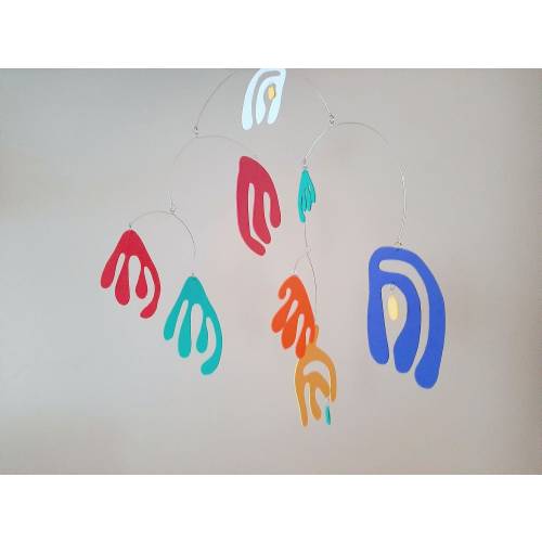 Handmade Matisse Inspired Baby Mobile: Colorful Foam Kinetic Art