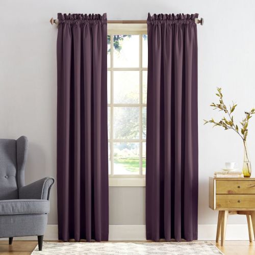 54"x63" Sun Zero Room Darkening Seymour Rod Pocket Curtain Panel Plum Purple