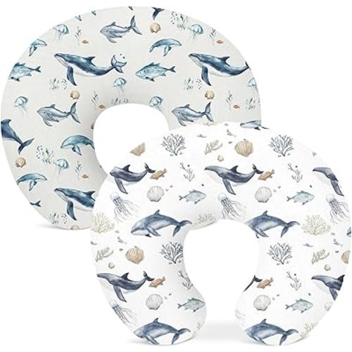 Nursing Pillow Covers 2 Pack, Breastfeeding Pillow Slipcovers Soft and Stretchy, Nursing Covers for Baby Girls Boys Newborn