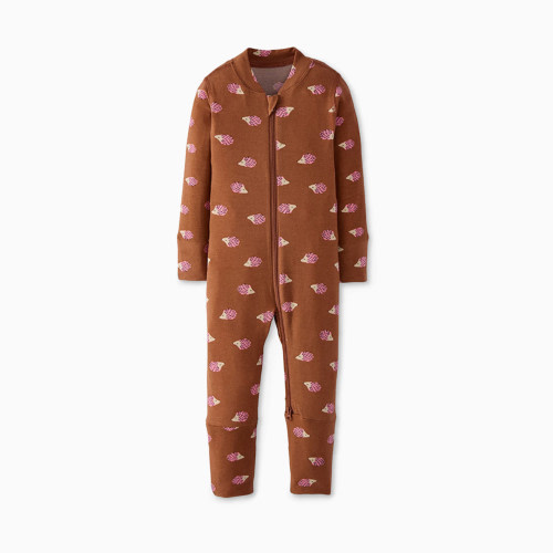 Hanna Andersson Baby 2-Way Zip Sleeper in HannaSoft - Hedgy, 6-12 M