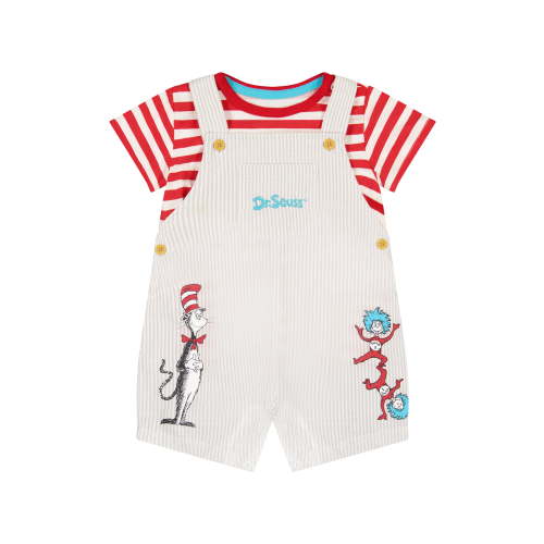 Cat In The Hat Baby Boy 2 Piece Shortall Set, Sizes 0-24 Months