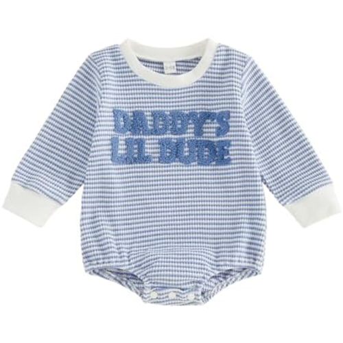 Bonangber Baby Boy Bubble Romper Daddys/Mamas Lil Dude Color Block Short Sleeve Oversized Bodysuit Newborn Summer Outfit