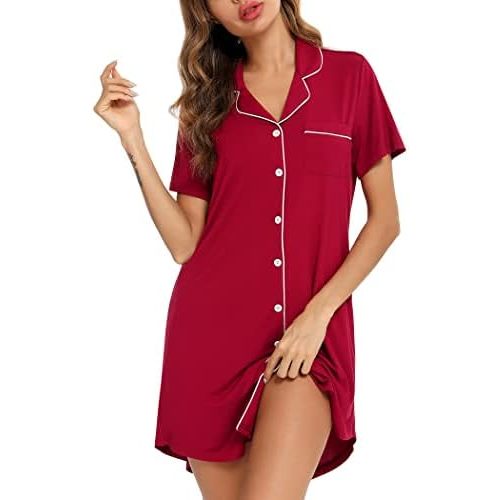 Leikar Nightgowns for Women Button Up Labor Delivery Gown Sleep Shirts