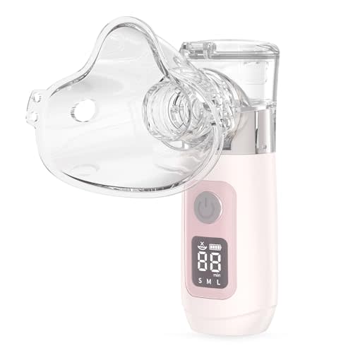 Smart Digital Display Portable Nebulizer for Adults and Kids, Portable Nebulizer with Tube, Mouthpiece and Mask - Rechargeable Nebulizer for Travel and Home Use, Take-Along Nebulizer for Kids -04