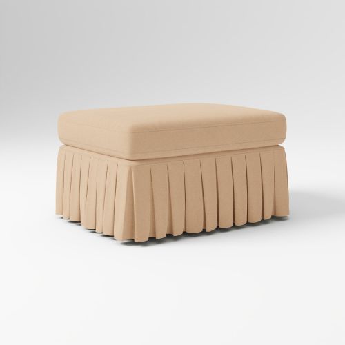 Kids Robin Pleated Skirt Glider Ottoman, Performance Velvet Camel