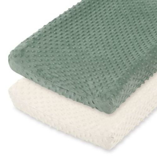 The Peanutshell Minky Dot Sage Ultra Soft Baby Mat Cover for Boys and Girls, 2 Pack