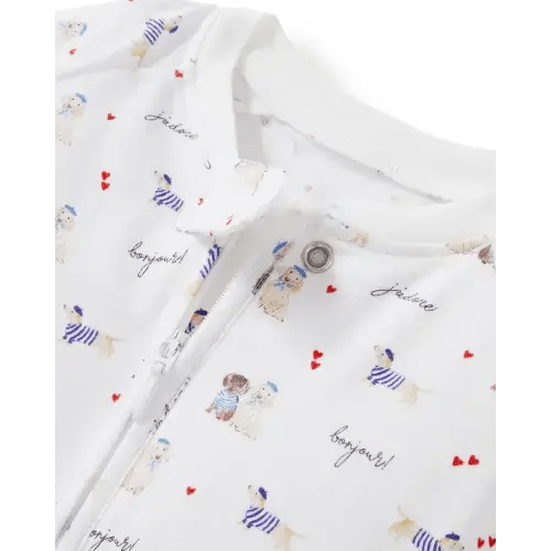 Baby's Pima Peekaboo Romper in Le Woof