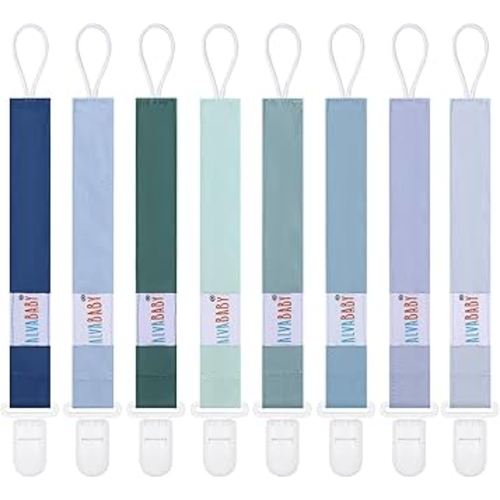 ALVABABY Clip pour tétine Binky Porte-tétine Universel Attache pour sucette pour dentition 8 Pack 8DP06-CA