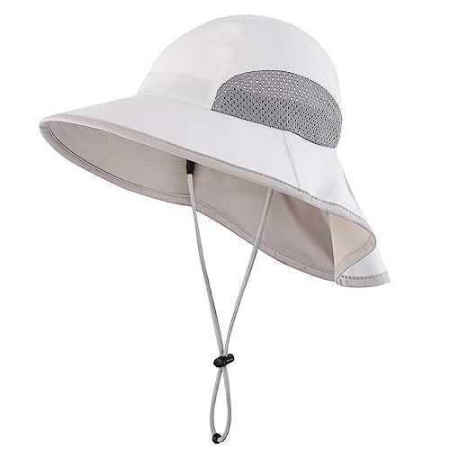 Connectyle Kids Sun Hat Adjustable Fishing Hat for Boys Grils Breathable UPF 50+ Protection Outdoor Beach Hat with Neck Flap