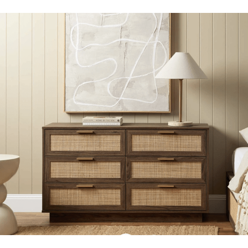 Noosa Rattan Six Drawer - Walnut