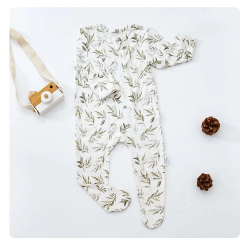 Bamboo Zippered Footed Baby Romper – Soft, Breathable One-Piece with Fold-Over Cuffs