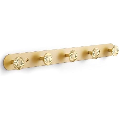 1 Pack Coat Rack Wall Mounted Gold Brass Towel Hooks for Bathrooms Wall Hooks for Hanging Robe Coat Hooks Kitchen Decorative Heavy Duty Zinc Alloy