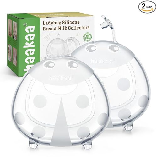 haakaa Ladybug Silicone Breast Milk Collector - Wearable Breast Shells Nursing Cups for Large Milk Supply, Reusable, Extra-Soft & Skin-Friendly (150ml, 2PCS)