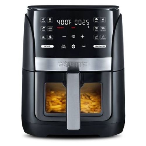 Gourmia 6qt Digital Window Air Fryer with 12 Presets & Guided Cooking Black: Stainless Steel, 1-Year Warranty
