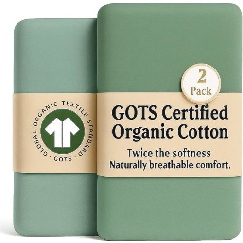 GOTS Organic Bassinest Sheets 33x20 for Baby Delight, Mika Micky, Maxi-COSI Iora, Made with Plush, Softest Turkish Cotton 2-Pack Bedside Sleeper Square Mattress Cover Beside Me, Angelbliss,Newton