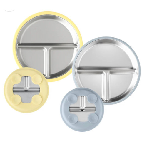 Stainless Steel Plate Set of 2 (Butter Yellow & Baby Blue)