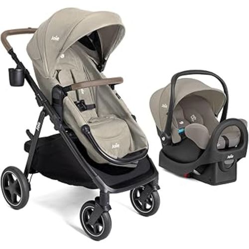 Joie Ginger LX Stroller and Rue Infant Car Seat Travel System with Anti-Rebound Base and All-Wheel Suspension (Dove)