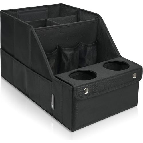 MULISOFT Car Seat Organizer- Backseat Car Organizer with 11 Storages Compartments and 2 Cup Holders, Organizers and Storage, Front Seat for Travel Kids,Black