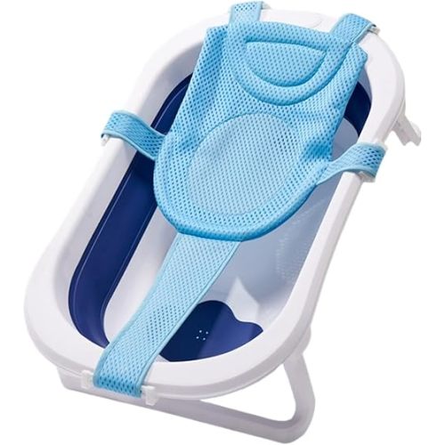 Baby Bath Seat Adjustable Five-Pointed Baby Bathtub Support Net Non-Slip Bathtub Shower Net ideal for 0-18 Months Infant Blue