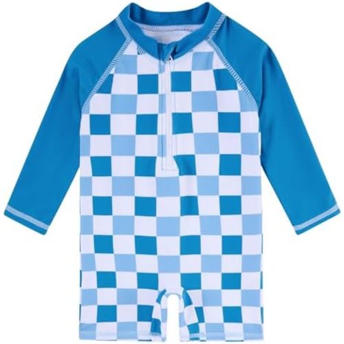 uideazone Baby Toddler Boys Zipper Rash Guard Swimsuit UPF 50+ One Piece Beach Swimwear Bathing Suits 3-36 Months