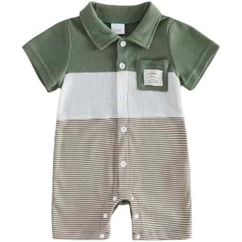 Thorn Tree Baby Boys Clothes Infant Knit Romper Long Sleeve Newborn Outfits Button Closure Onesie Turn Down Collar Jumpsuit