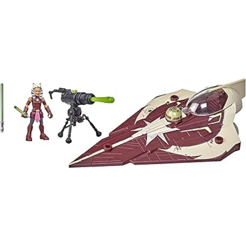 STAR WARS Toys Mission Fleet Ahsoka Tano Delta-7 Jedi Starfighter, Starfighter Strike 2.5-Inch-Scale Figure and Vehicle, Ages 4 and Up, (F3790)