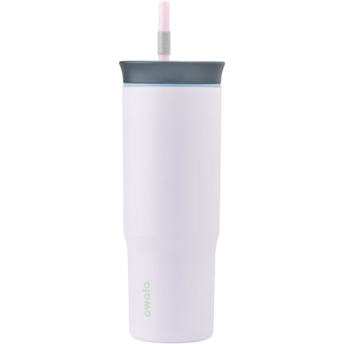 Owala Stainless Steel Triple Layer Insulated Travel Tumbler with Spill Resistant Lid and Straw, BPA Free, 24 oz, Grey/Purple (Bunny Hop)