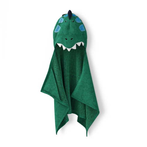Mainstays Kids Hooded Cotton Terry Bath Towel, 25" x 50", Green Dino