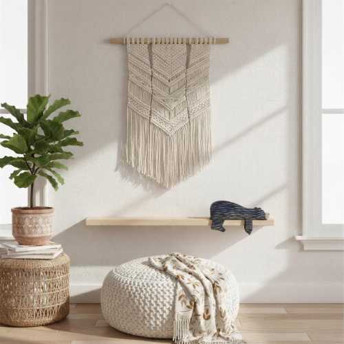 Boho Bear Door Topper - Wooden Nursery Decor - Handcrafted Bear Figurine - Rustic Woodland Baby Room Art