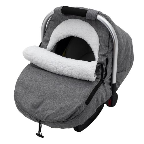 Winter Carseat Cover, Sherpa Fleece Baby Car Seat Cover for Cold Weather, Warm Snug Infant Car Seat Canopy for Boys Girls, Universal Newborn Carrier Covers Protect Baby from Snow Wind