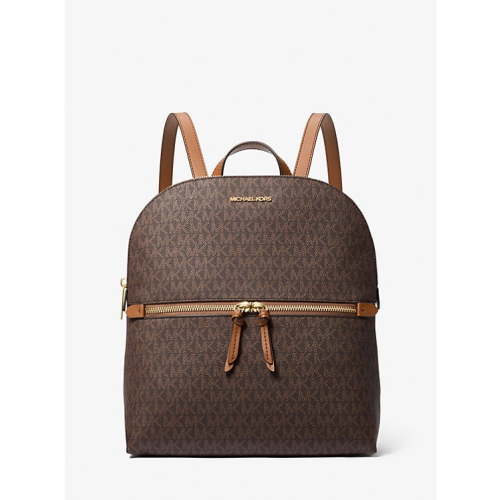 MICHAEL KORS Dallas Medium Signature Logo Backpack-Brown