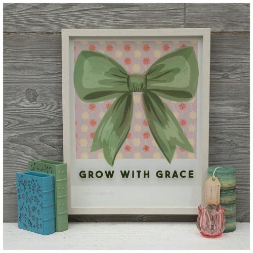Grow With Grace Green Bow Framed Wall Decor