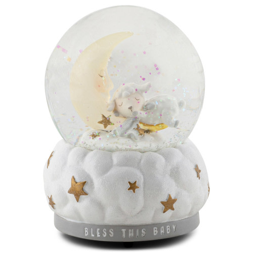 Lamb and Moon Musical Snow Globe