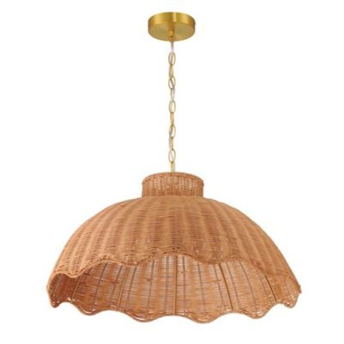 Scalloped Rattan Pendant Lighting, Natural