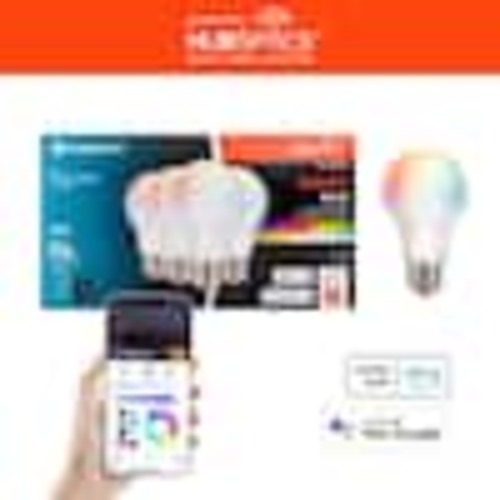 EcoSmart 60-Watt Equivalent Smart A19 E26 Base Color Changing CEC LED Light Bulb with Voice Control (4-Bulb) Powered by Hubspace 12A19060WRGBWH4
