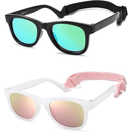 AZorb Polarized Sunglasses for Baby with Strap 100% UV Protection Shades for Toddler Age 0-24 Months