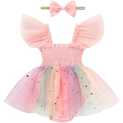 Baby Girl Clothes Infant Tulle Romper Ruffe Sleeveless Bodysuit Baby Girl Outfits Infant Girl Dress 0-18M