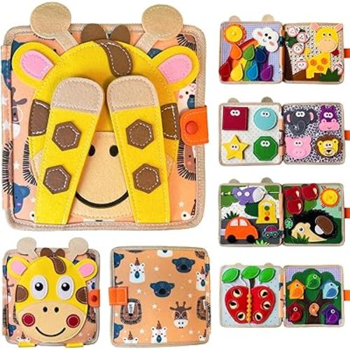 Montessori Busy Book for Toddlers 1-3, Toddler Busy Board Felt Quiet Book for Baby, Preschool Learning Activities Educational Sensory Toy for Kids Gift