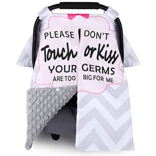 Car Seat Canopy for Babies, Metplus 2 in 1 Infant Carseat Cover Mom Nursing Cover, Minky Baby Carrier Covers, Newborn Boy Girl Shower Gift, with Peekaboo Opening & No Touch Sign, Grey Stripes