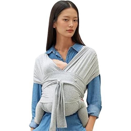 Konny Baby Carrier FLEX SoftBreeze with Head Support - Adjustable, Easy to Wear Baby Wrap Sling, Perfect for Newborn Babies Essentials up to 44 lbs (M-4XL) - Melange Grey